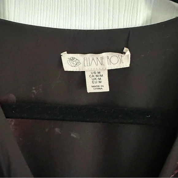 Size M Eliane Rose Black and Pink Floral Wrap Dress - Picture 4 of 4